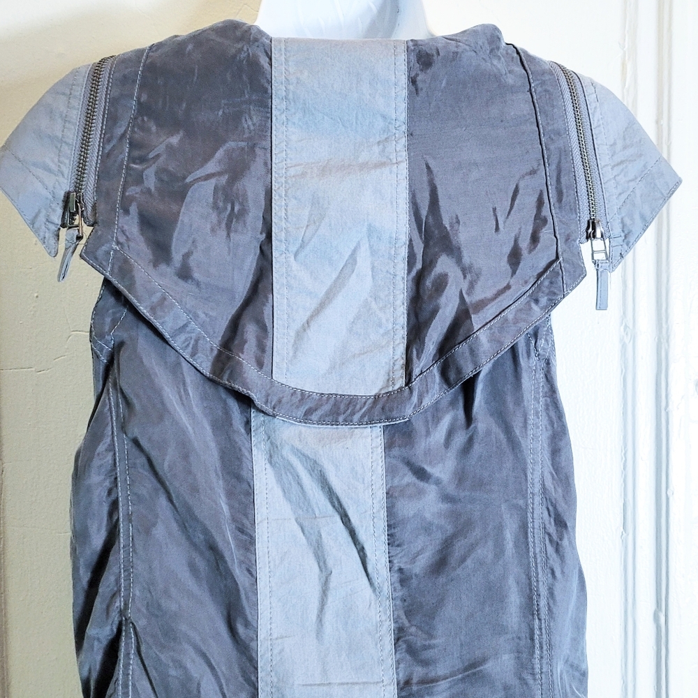 Hebbeding Holland lagenlook gray bubble maxi dress zippers pockets L(1) - Picture 2 of 10